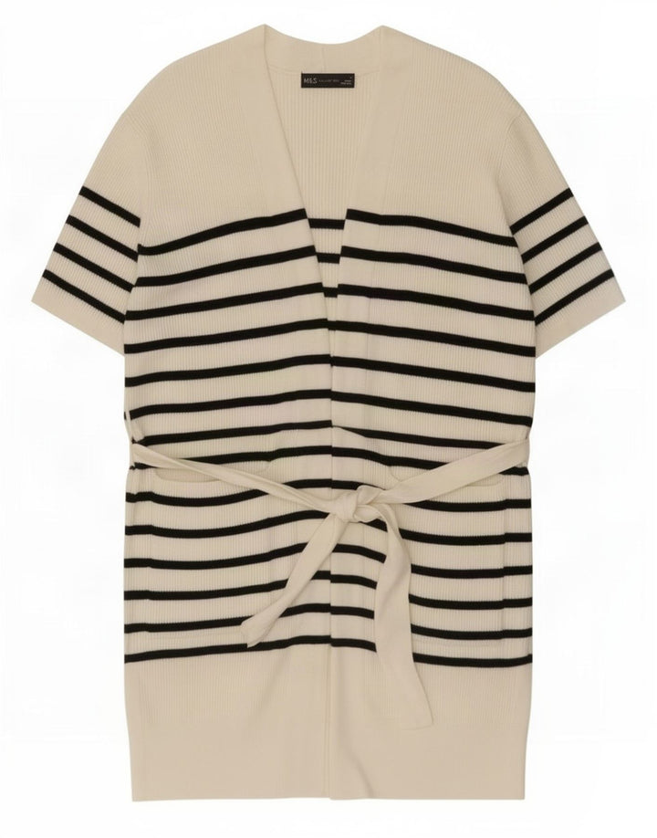 Marks & Spencer Womens Longline Cardigan Sweater UK 14 Medium Off White