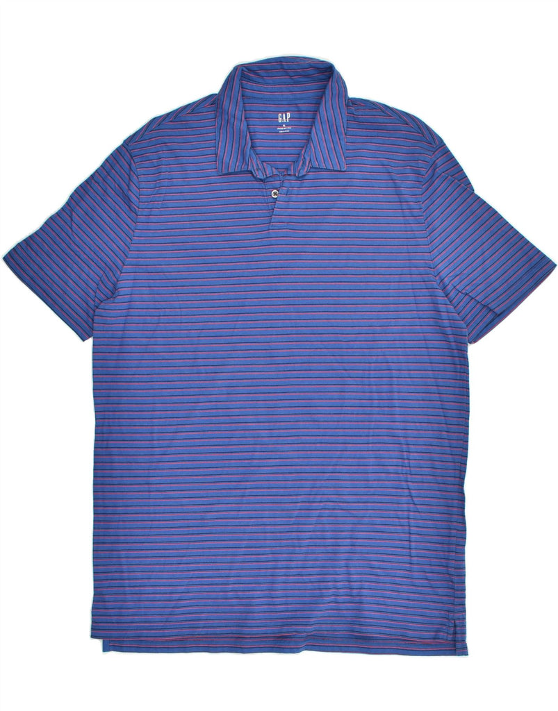 GAP Mens Slim Polo Shirt XL Blue Striped Cotton | Vintage Gap | Thrift | Second-Hand Gap | Used Clothing | Messina Hembry 