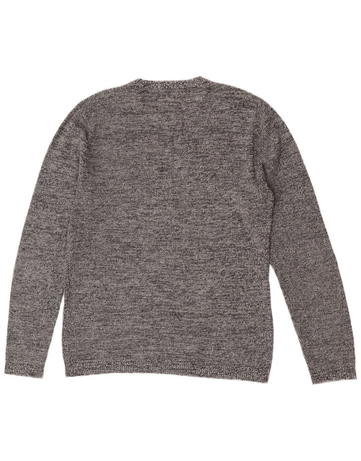 Jack & Jones Mens Crew Neck Jumper Sweater Large Grey Flecked Cotton