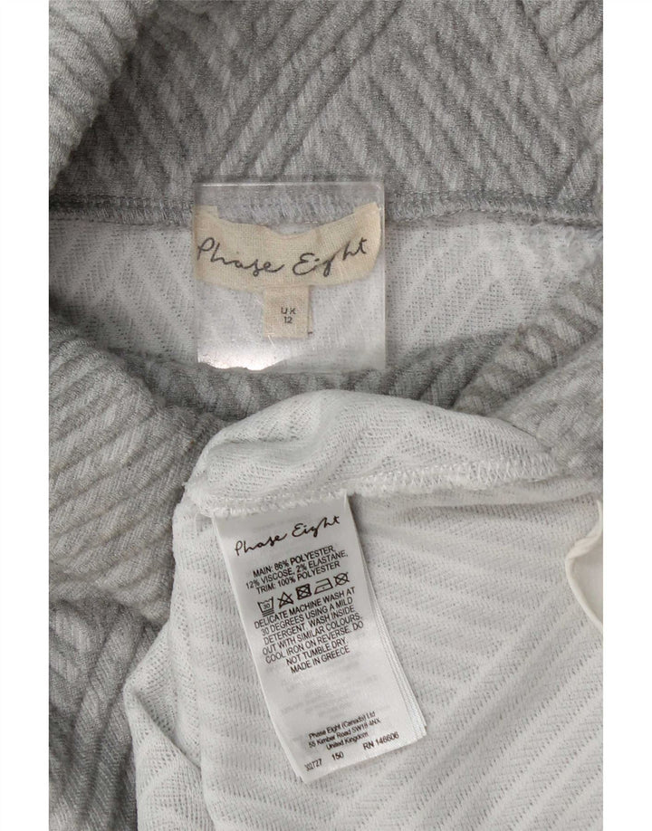 Phase Eight Womens Roll Neck Jumper Sweater UK 12 Medium Grey Geometric