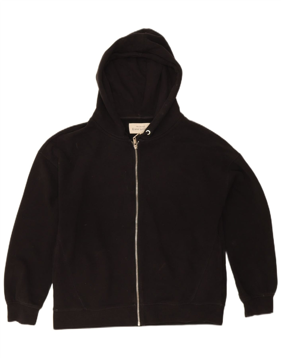 Essentials Womens Zip Hoodie Sweater UK 14 Medium Black Cotton