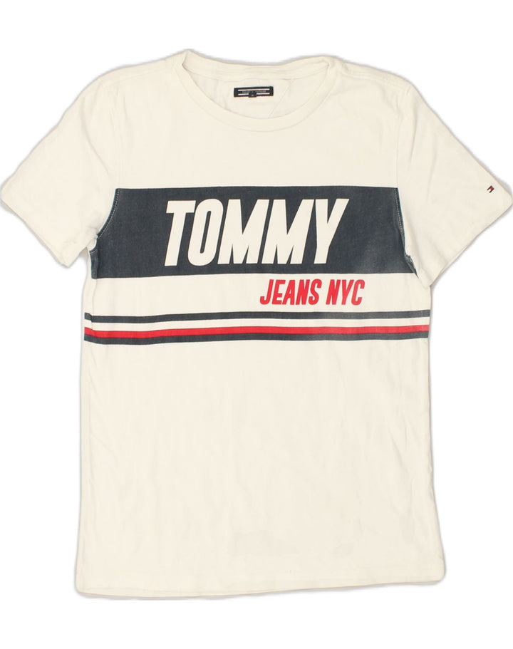 TOMMY HILFIGER Boys Graphic T-Shirt Top 13-14 Years White Cotton | Vintage Tommy Hilfiger | Thrift | Second-Hand Tommy Hilfiger | Used Clothing | Messina Hembry 