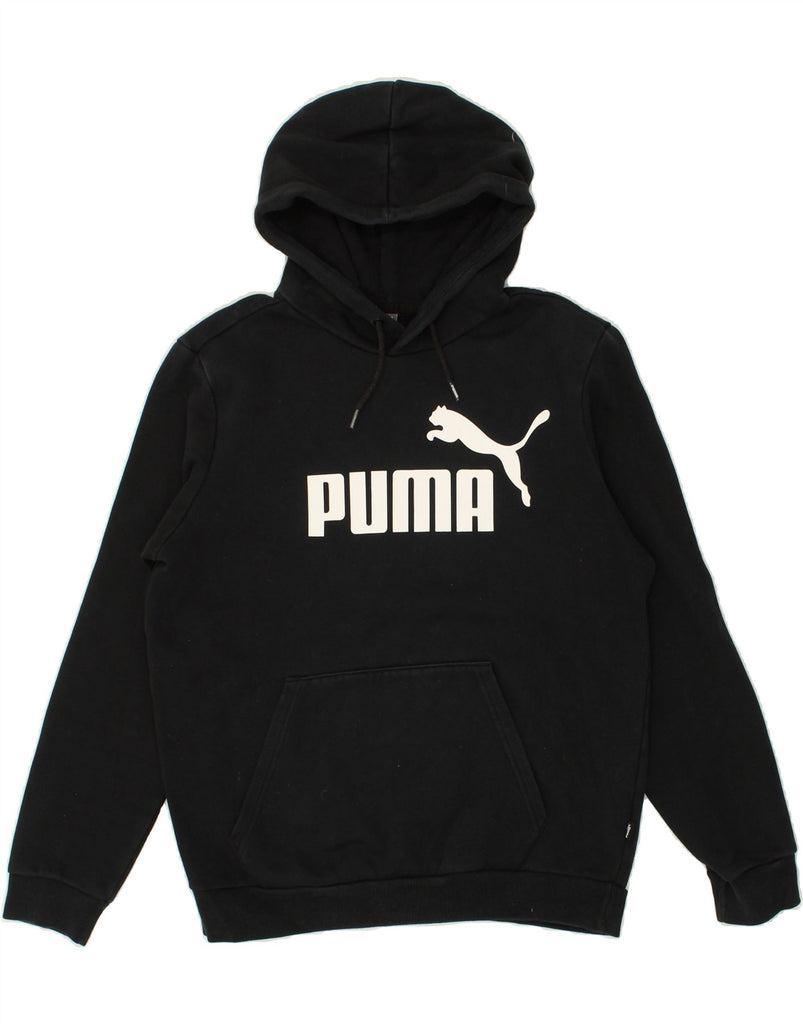 PUMA Mens Graphic Hoodie Jumper Small Black Cotton | Vintage Puma | Thrift | Second-Hand Puma | Used Clothing | Messina Hembry 