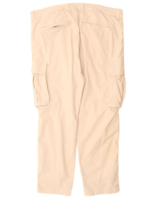 Zara Mens Tapered Cargo Trousers EU 46 XL W38 L30 Off White Cotton