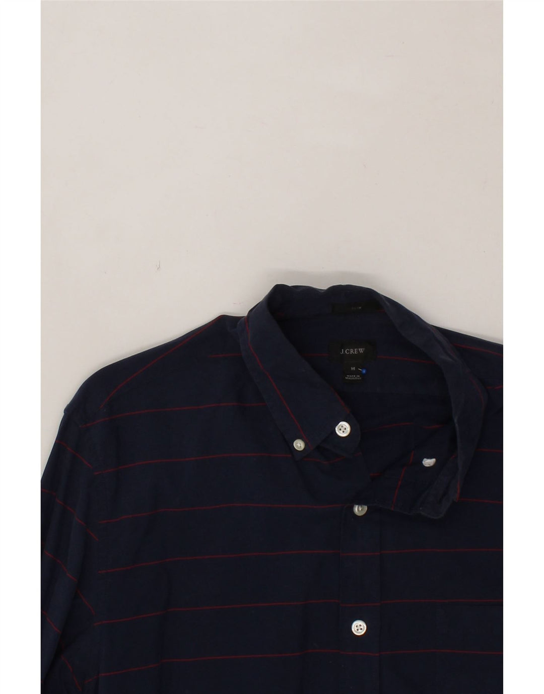 J. CREW Mens Shirt Medium Navy Blue Striped Cotton Vintage J. Crew and Second-Hand J. Crew from Messina Hembry 