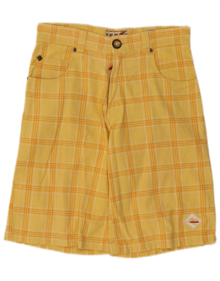 Vintage Womens Casual Shorts W28 Medium Yellow Check Cotton
