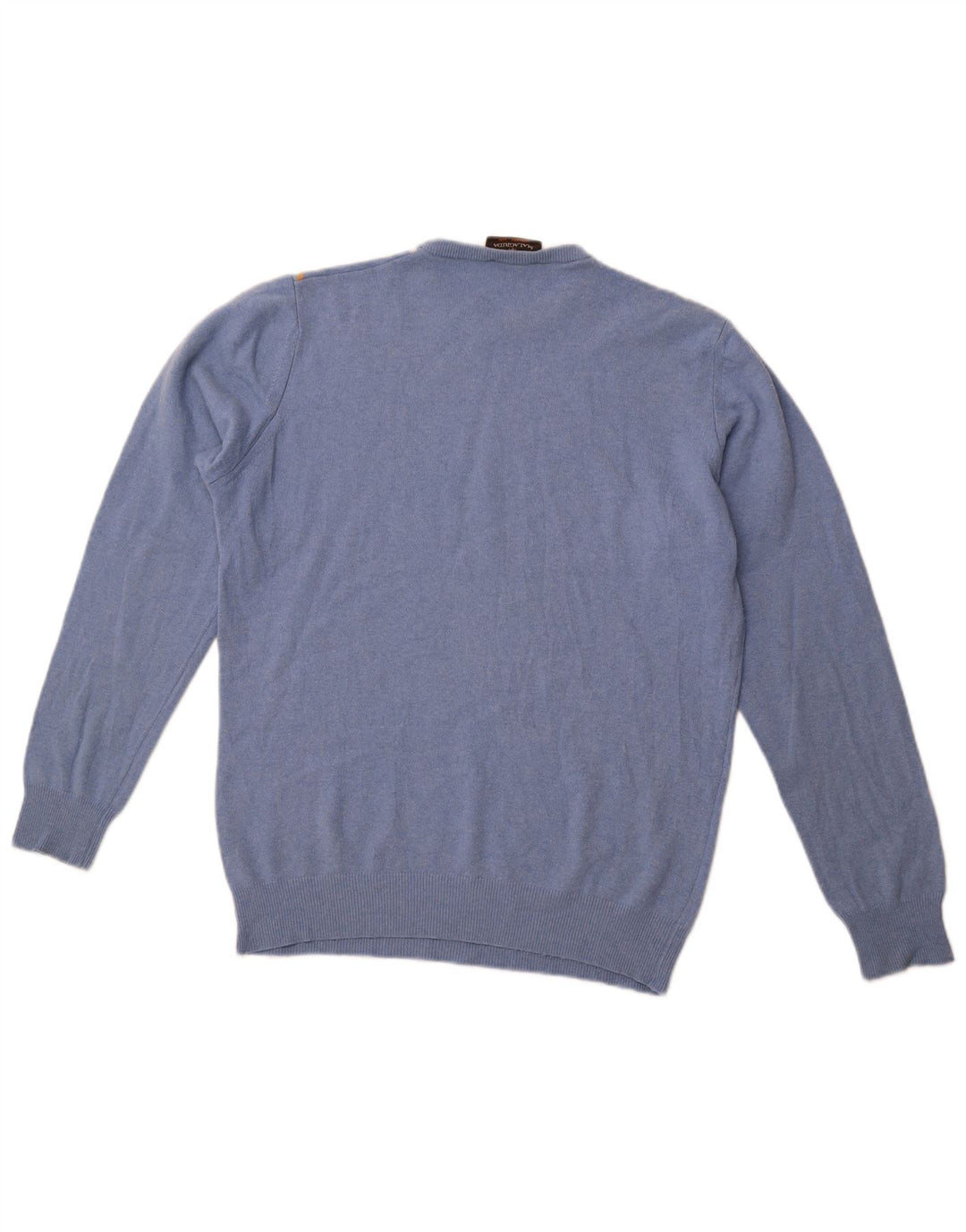 MALAGRIDA Mens Crew Neck Jumper Sweater Large Blue Argyle/Diamond