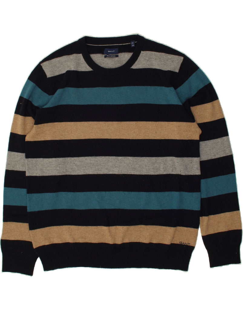 GANT Mens Crew Neck Jumper Sweater 2XL Multicoloured Striped Cashmere | Vintage Gant | Thrift | Second-Hand Gant | Used Clothing | Messina Hembry 