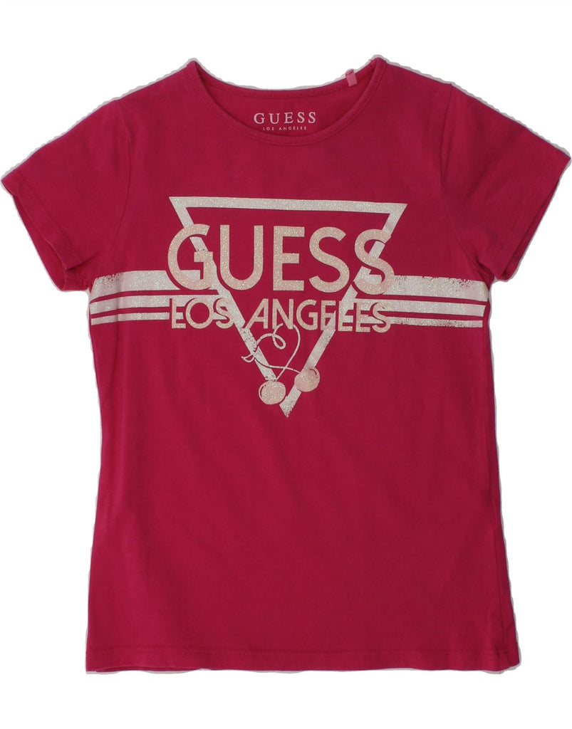 GUESS Girls Graphic T-Shirt Top 6-7 Years Pink Cotton | Vintage Guess | Thrift | Second-Hand Guess | Used Clothing | Messina Hembry 