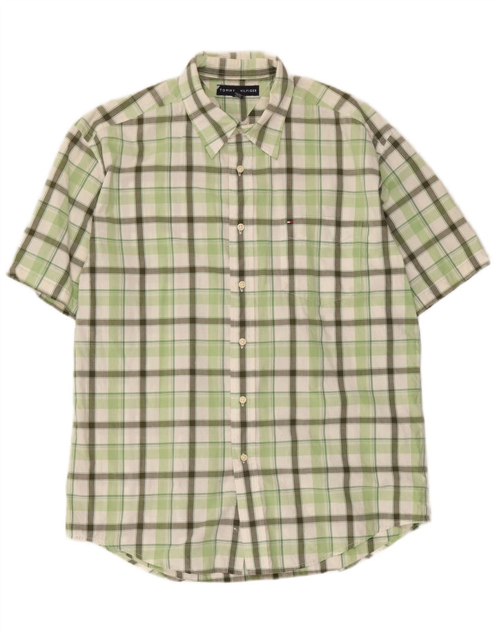 Tommy Hilfiger Mens Short Sleeve Shirt Large Green Check