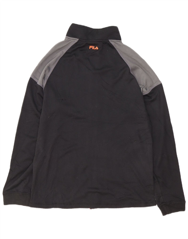 FILA Mens Tracksuit Top Jacket Large Black Colourblock Polyester
