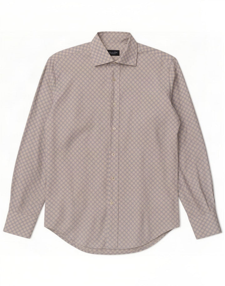 Massimo Dutti Mens Shirt Size 40 Medium Blue Geometric