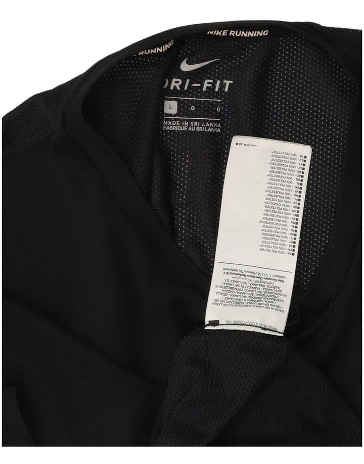 Nike Mens Dri Fit T-Shirt Top Large Black Polyester