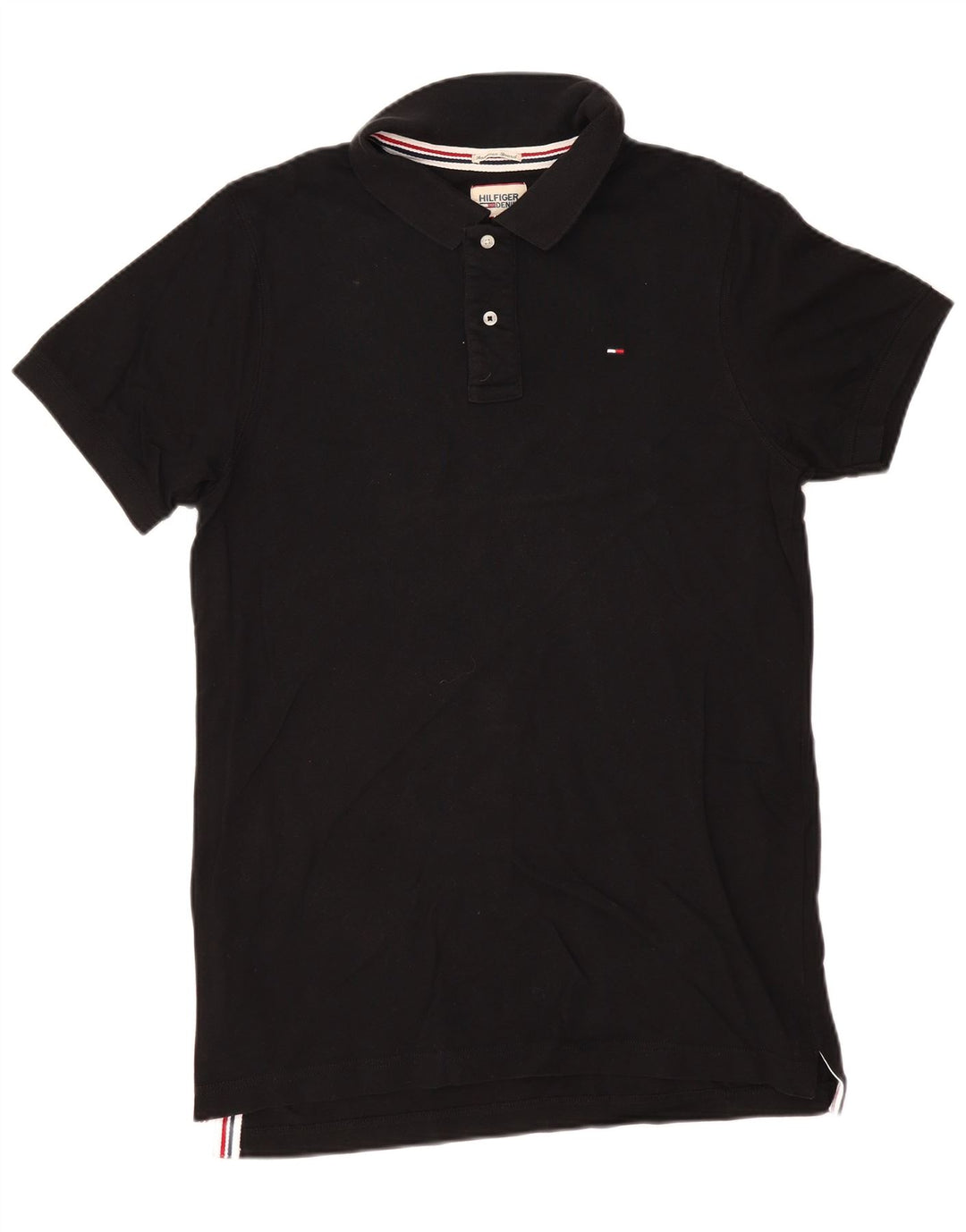 TOMMY HILFIGER Mens Polo Shirt XL Black Cotton