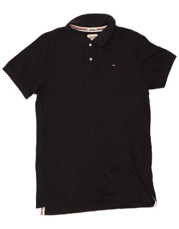 TOMMY HILFIGER Mens Polo Shirt XL Black Cotton