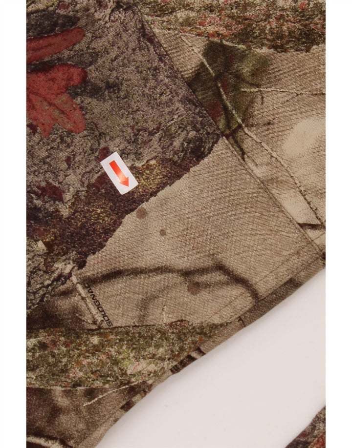 DECATHLON Womens Straight Cargo Trousers Small W27 L30 Beige Floral Cotton