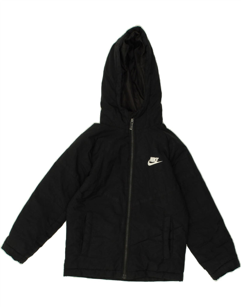 NIKE Boys Hooded Padded Jacket 5-6 Years Medium Black Polyester | Vintage Nike | Thrift | Second-Hand Nike | Used Clothing | Messina Hembry 