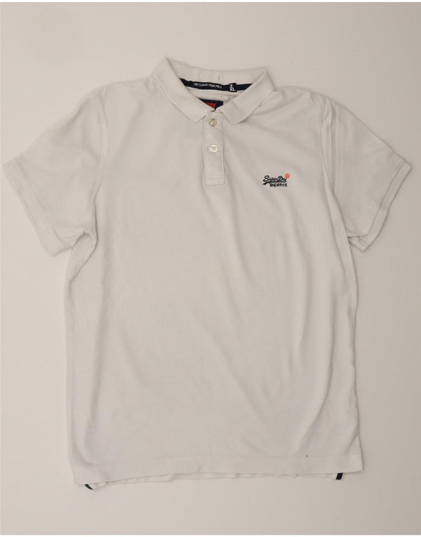 SUPERDRY Mens Classic Fit Polo Shirt 3XL White Cotton