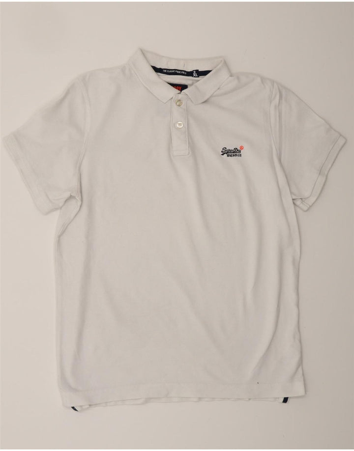 SUPERDRY Mens Classic Fit Polo Shirt 3XL White Cotton