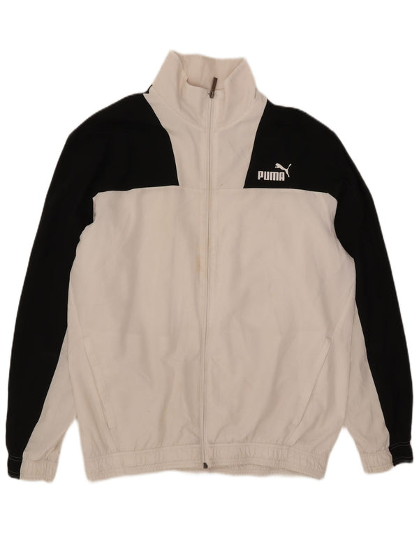 Puma Mens Tracksuit Top Jacket Large White Colourblock Polyester
