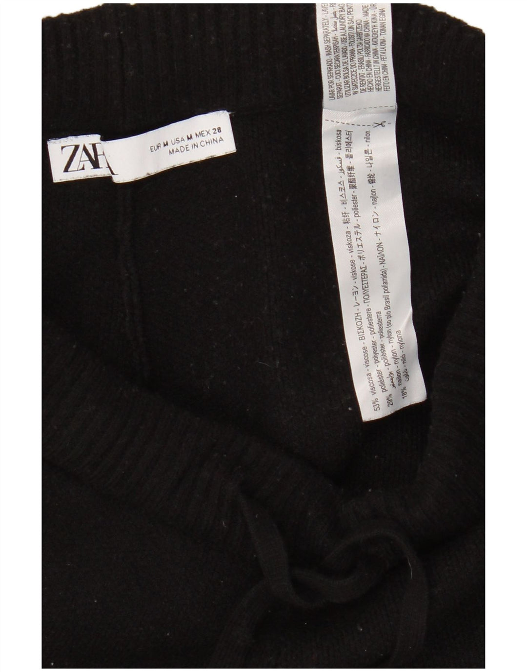 Zara Womens Tracksuit Trousers Joggers UK 12 Medium  Black Viscose
