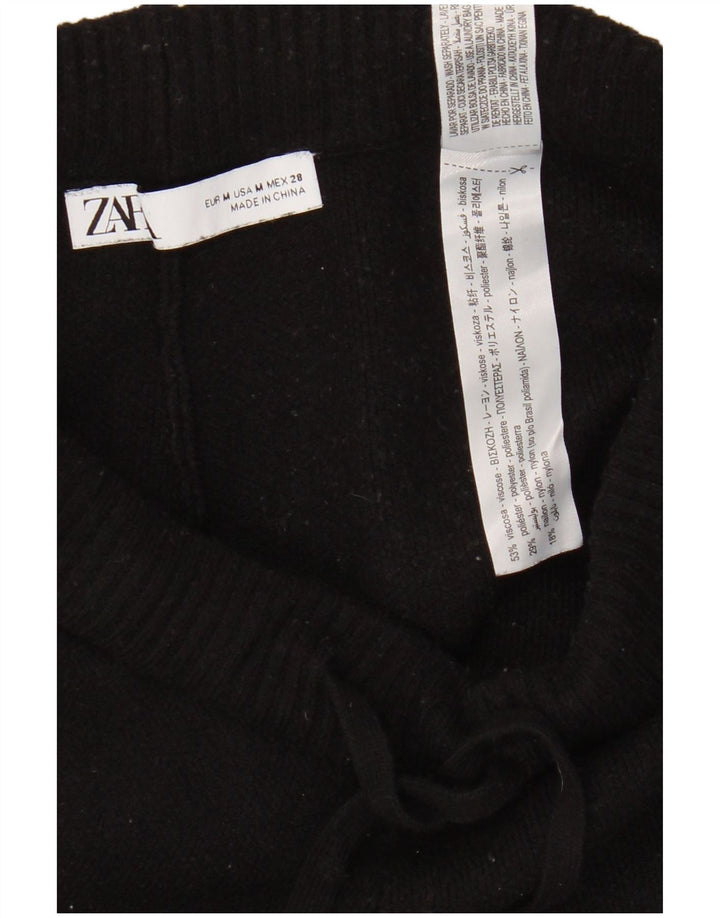 Zara Womens Tracksuit Trousers Joggers UK 12 Medium  Black Viscose
