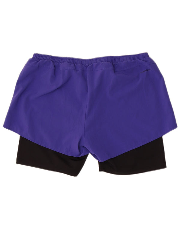 Adidas Womens Aeroready Sport Shorts UK 16/18 Large Purple Colourblock