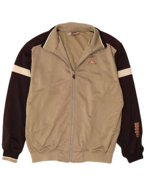 Kappa Mens Tracksuit Top Jacket Small Beige Colourblock Polyester