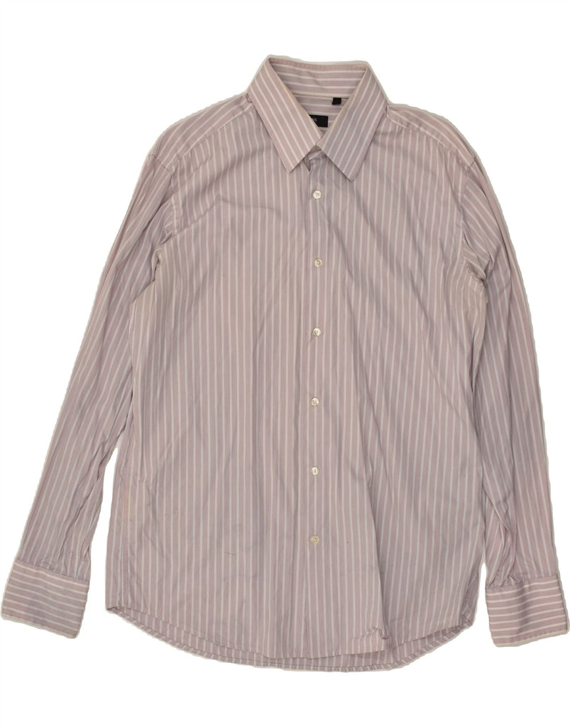 HUGO BOSS Mens Shirt Size 16 1/2 42 Large Purple Pinstripe | Vintage Hugo Boss | Thrift | Second-Hand Hugo Boss | Used Clothing | Messina Hembry 