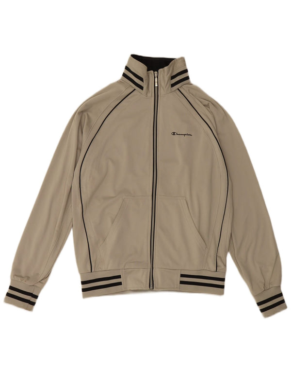 Champion Mens Tracksuit Top Jacket Medium Beige Striped Polyester