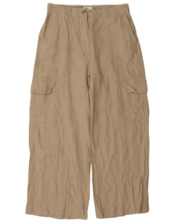 Marks & Spencer Womens Wide Leg Cargo Trousers UK 10 Small W27 L27 Beige