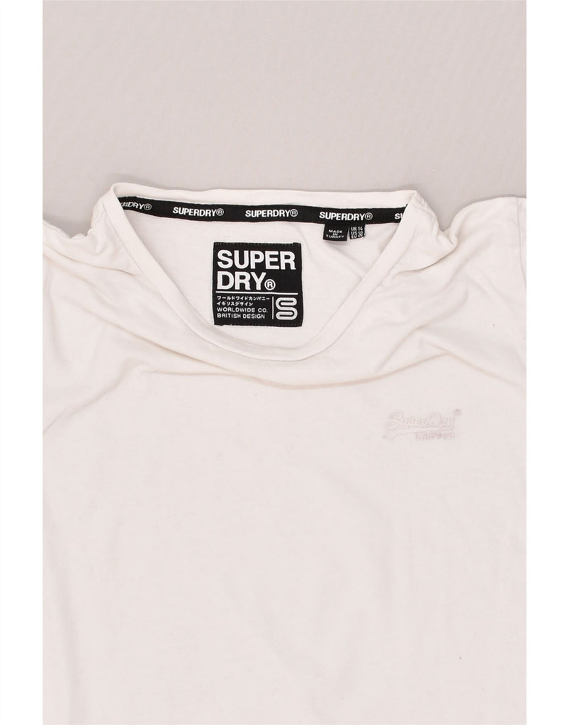 SUPERDRY Womens T-Shirt Top UK 14 Large White Cotton | Vintage Superdry | Thrift | Second-Hand Superdry | Used Clothing | Messina Hembry 