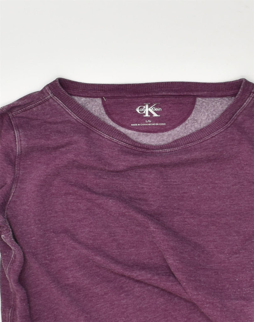 CALVIN KLEIN Womens Sweatshirt Jumper UK 16 Large Purple Cotton | Vintage Calvin Klein | Thrift | Second-Hand Calvin Klein | Used Clothing | Messina Hembry 