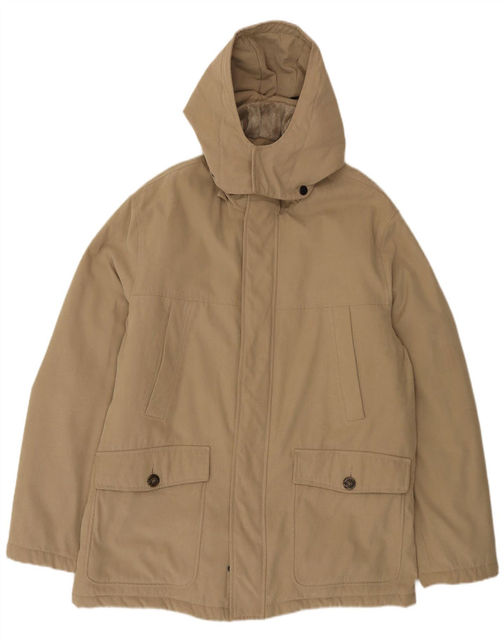 Adhoc Mens Hooded Padded Jacket IT 54 2XL Beige Polyester
