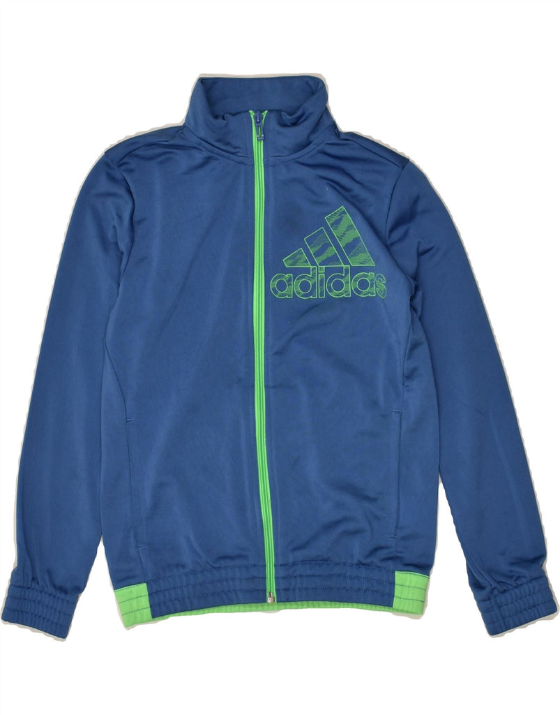 ADIDAS Boys Graphic Tracksuit Top Jacket 9-10 Years Blue Polyester | Vintage Adidas | Thrift | Second-Hand Adidas | Used Clothing | Messina Hembry 