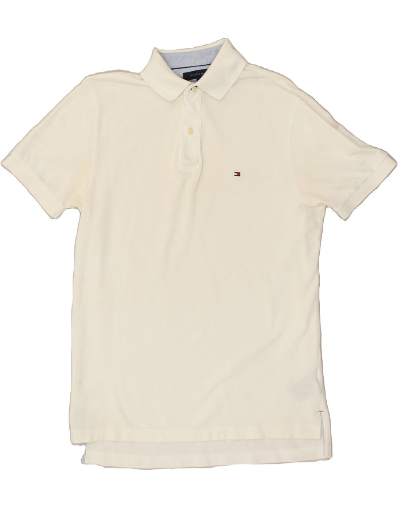 TOMMY HILFIGER Mens Polo Shirt Small Off White Cotton | Vintage Tommy Hilfiger | Thrift | Second-Hand Tommy Hilfiger | Used Clothing | Messina Hembry 