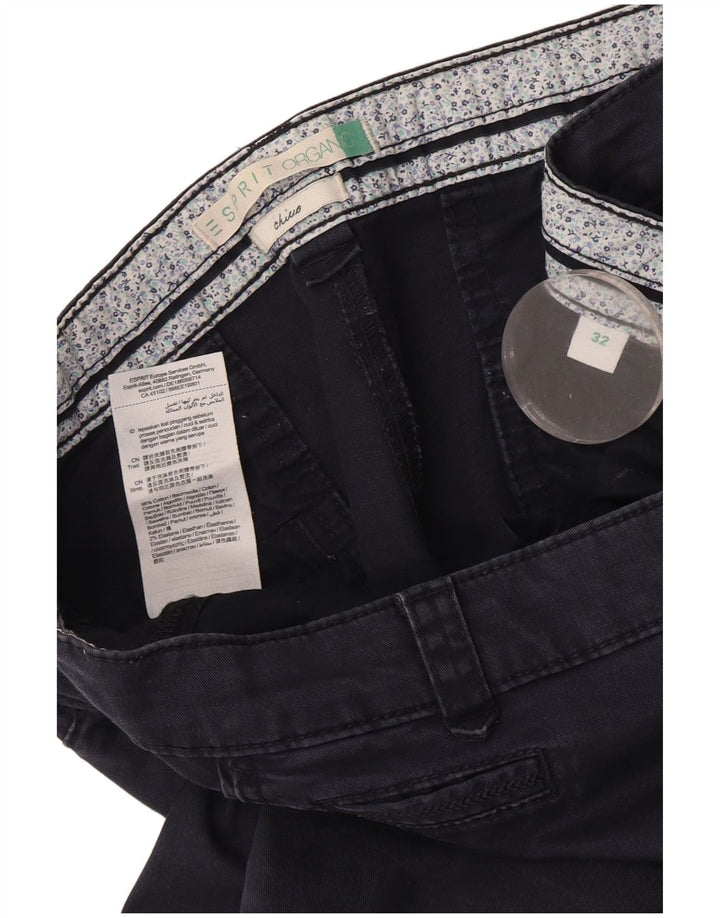 Esprit Womens Slim Chino Trousers W32 L31 Navy Blue Cotton