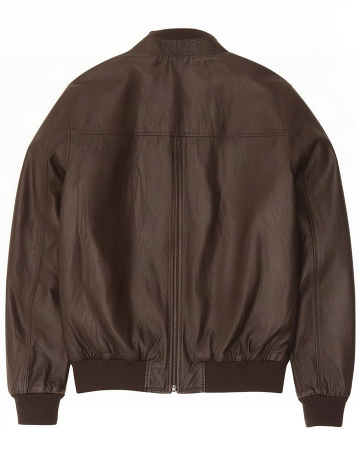 Vintage Mens Leather Jacket IT 60 5XL Brown