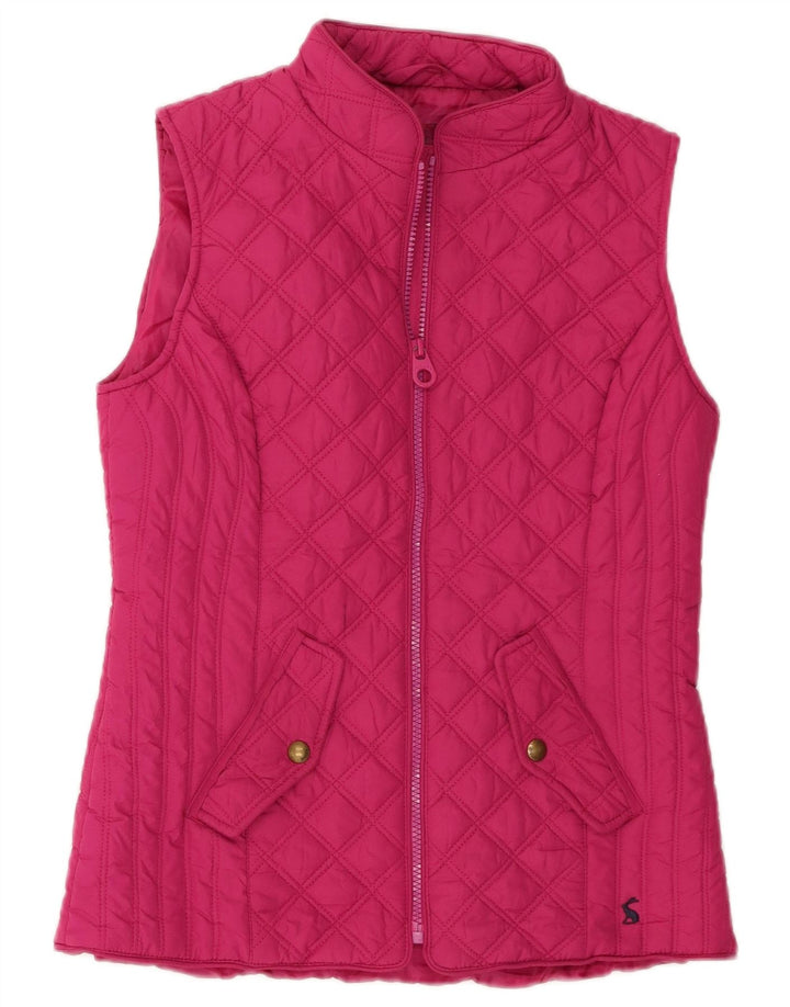 Joules Womens Quilted Gilet UK 8 Small Pink Polyester