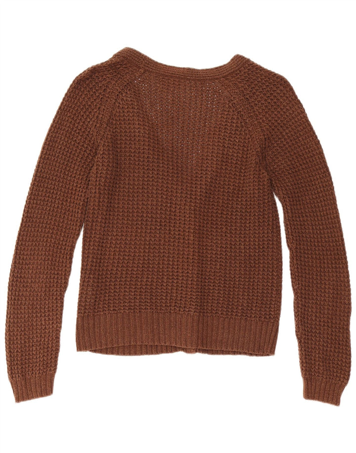 Zara Womens Cardigan Sweater UK 12 Medium Brown Cotton