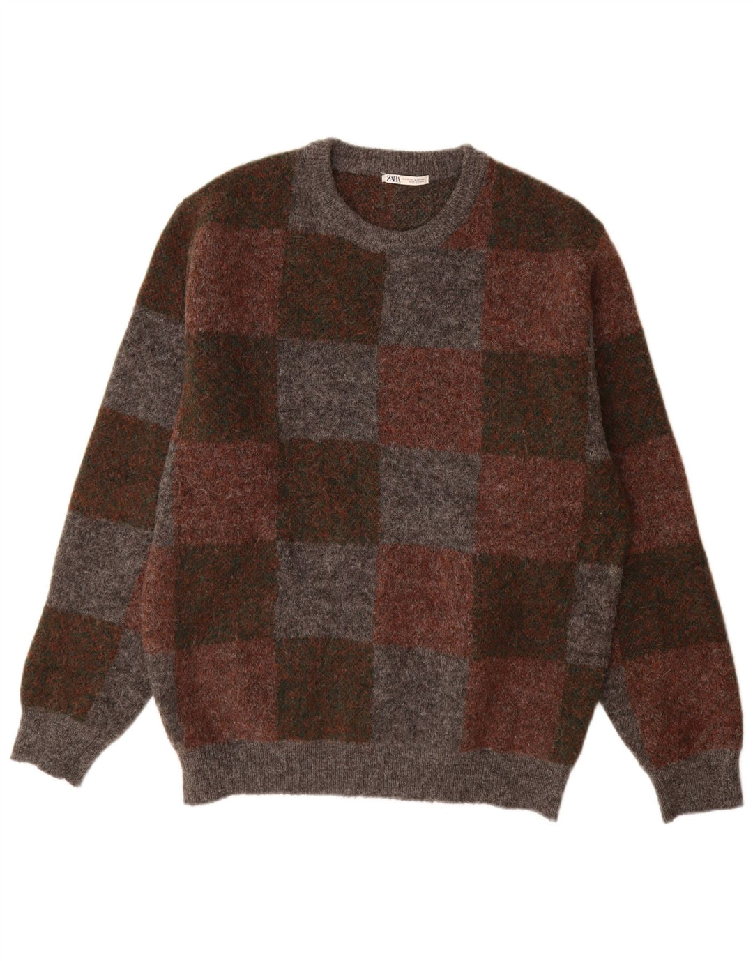 Zara Mens Crew Neck Jumper Sweater XL Multicoloured Geometric Polyester