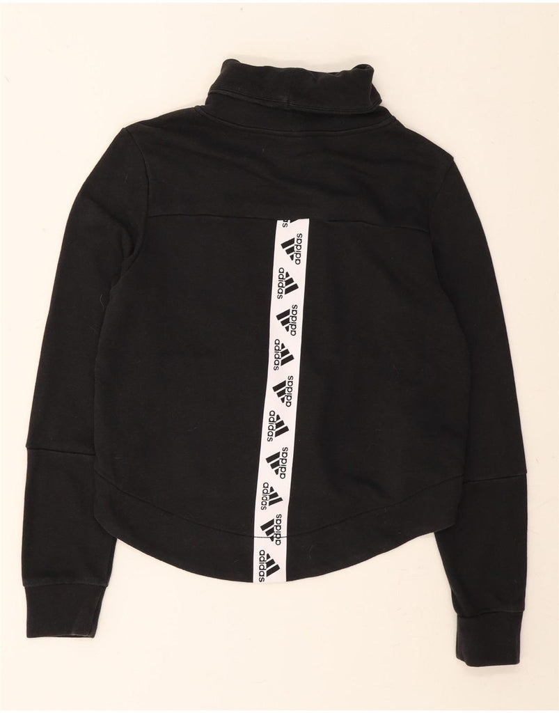 ADIDAS Womens Graphic Sweatshirt Jumper UK 8/10 Small Black Cotton Vintage Adidas and Second-Hand Adidas from Messina Hembry 