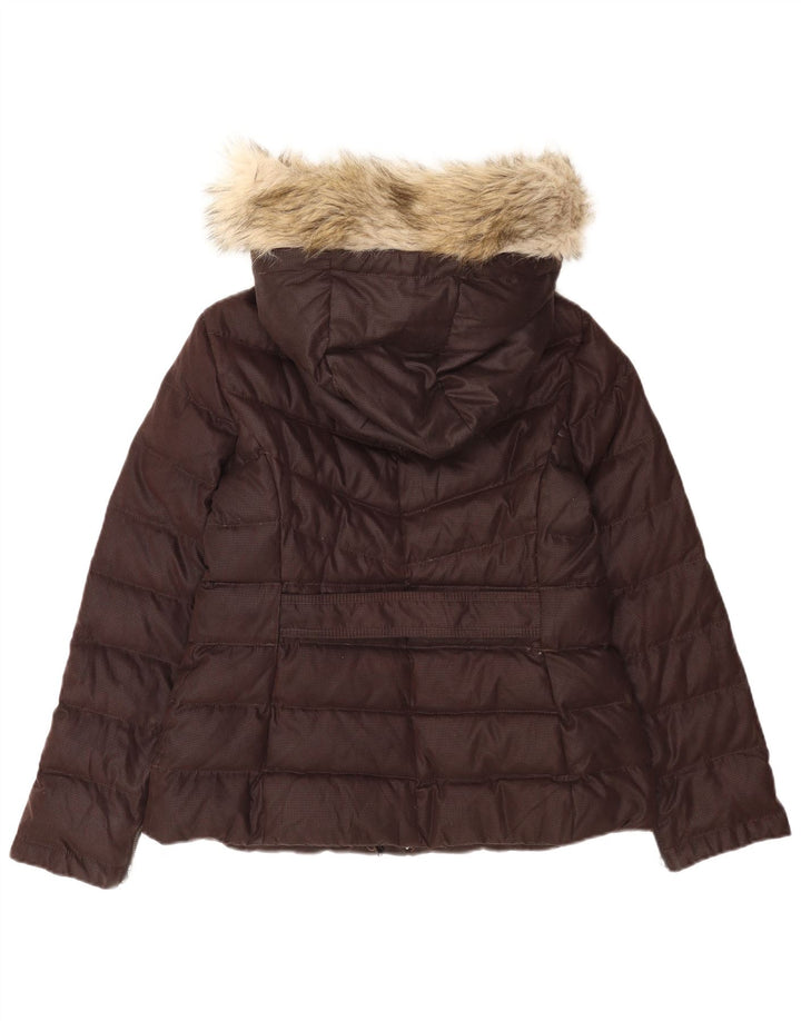 Zara Womens Hooded Padded Jacket UK 40 Large Brown Polyester