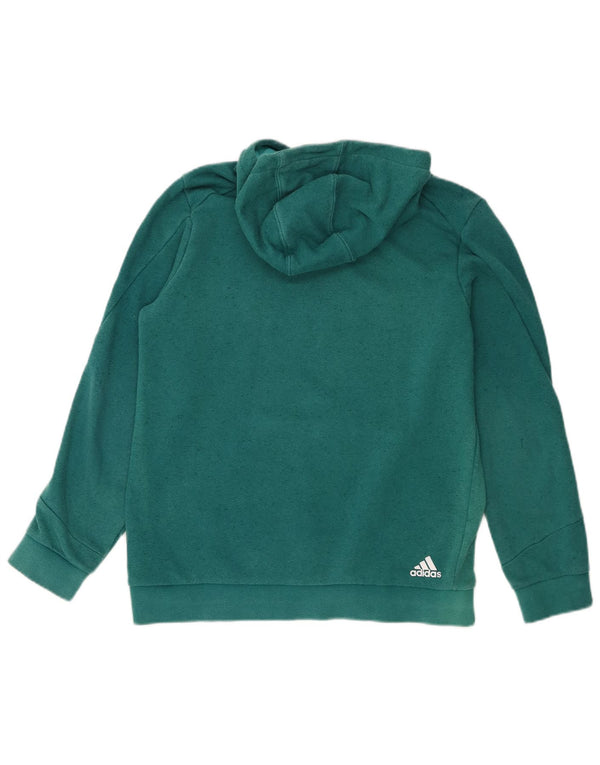 Adidas Boys Graphic Hoodie Jumper 13-14 Years Green Flecked Cotton