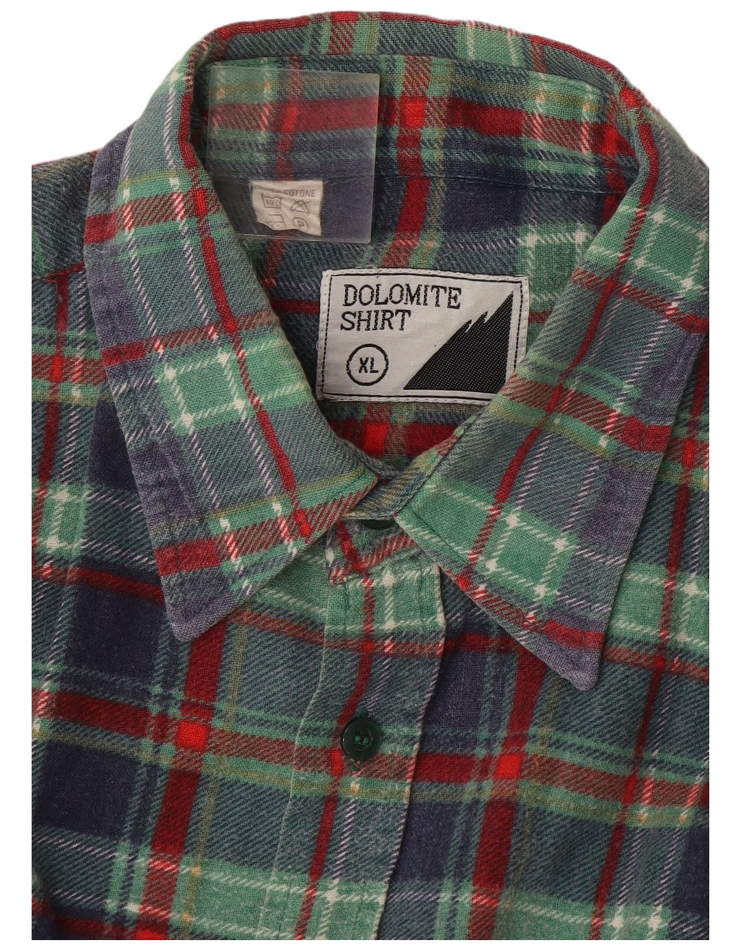 Dolomite Mens Flannel Shirt XL Green Check Cotton