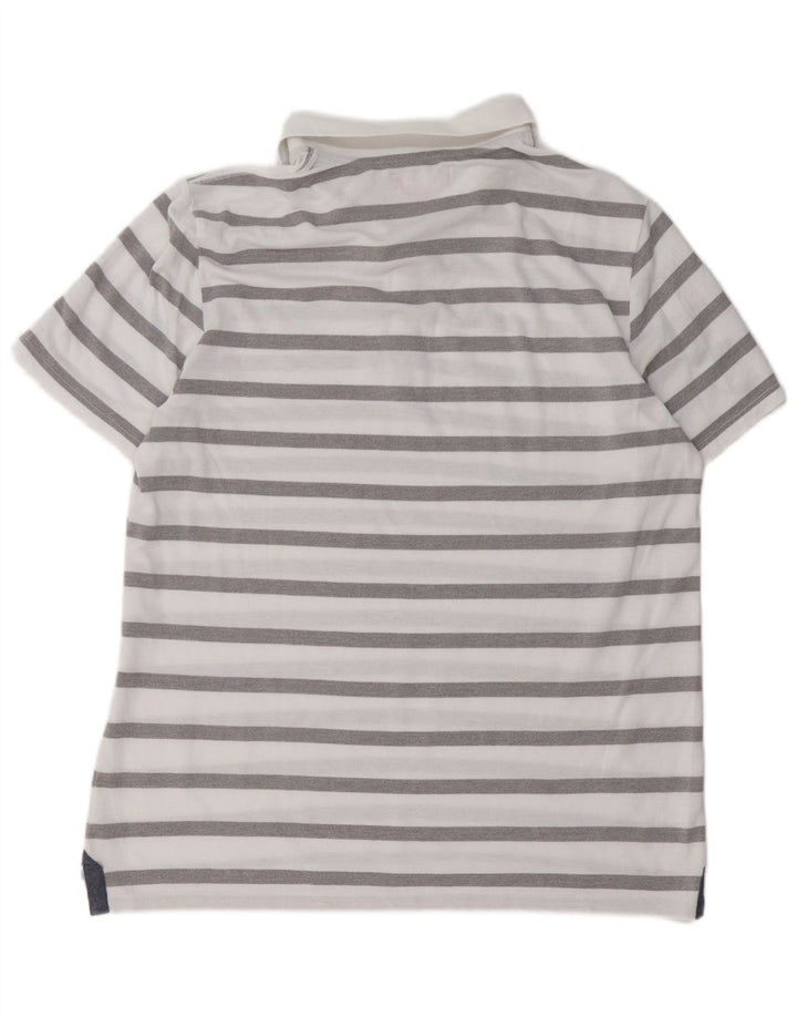 Guess Mens Polo Shirt 2XL White Striped