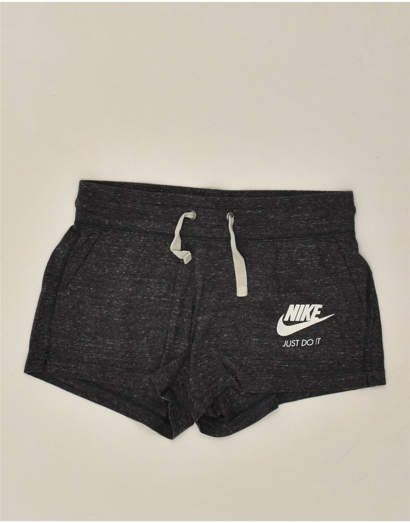 NIKE Womens Graphic Sport Shorts UK 10 Small Grey Flecked Cotton | Vintage Nike | Thrift | Second-Hand Nike | Used Clothing | Messina Hembry 