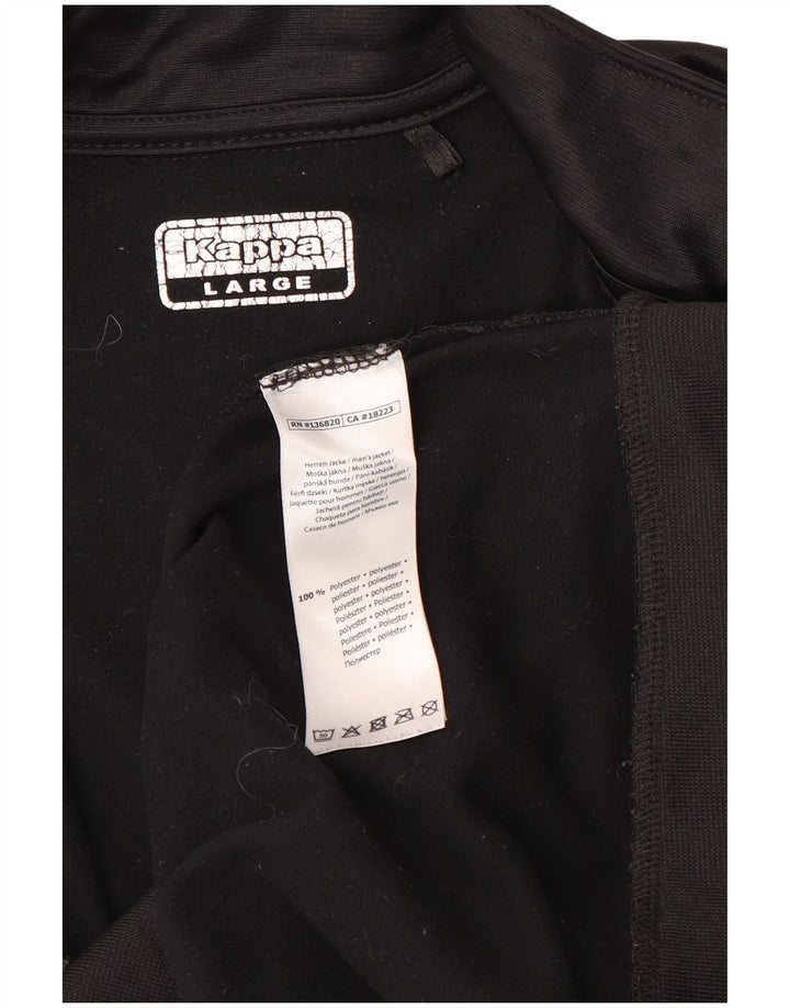 Kappa Mens Graphic Tracksuit Top Jacket Large Black Polyester Sports