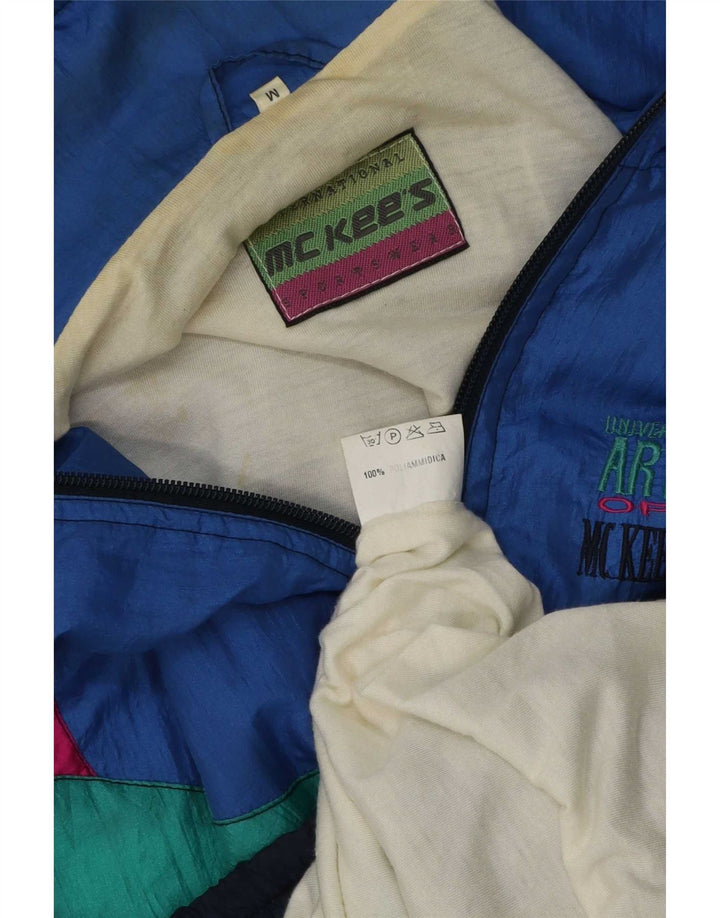 MC Kee's Mens Loose Fit Retro Tracksuit Top Jacket Medium Blue Colourblock