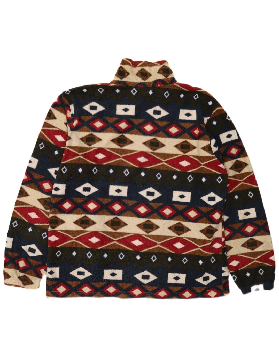 VINTAGE Womens Oversized Fleece Jacket UK 16 Large Multicoloured Geometric